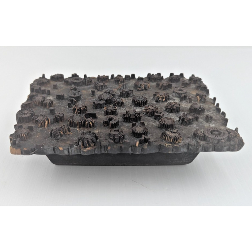 Antique Wooden Printing Block Hand Carved Textile Fabric Stamp As Is